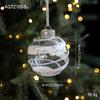 8CM plastic transparent ball Christmas ball striped sticky powder white pearl hanging ball Christmas tree decoration scene arrangement