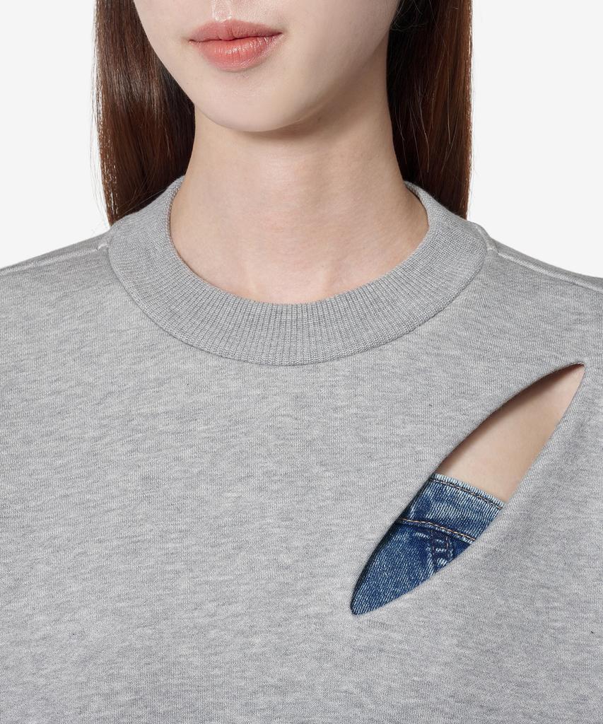ALEXANDER McQUEEN Slash Detail Sweatshirt - Melange Grey / 794769Qlac81020