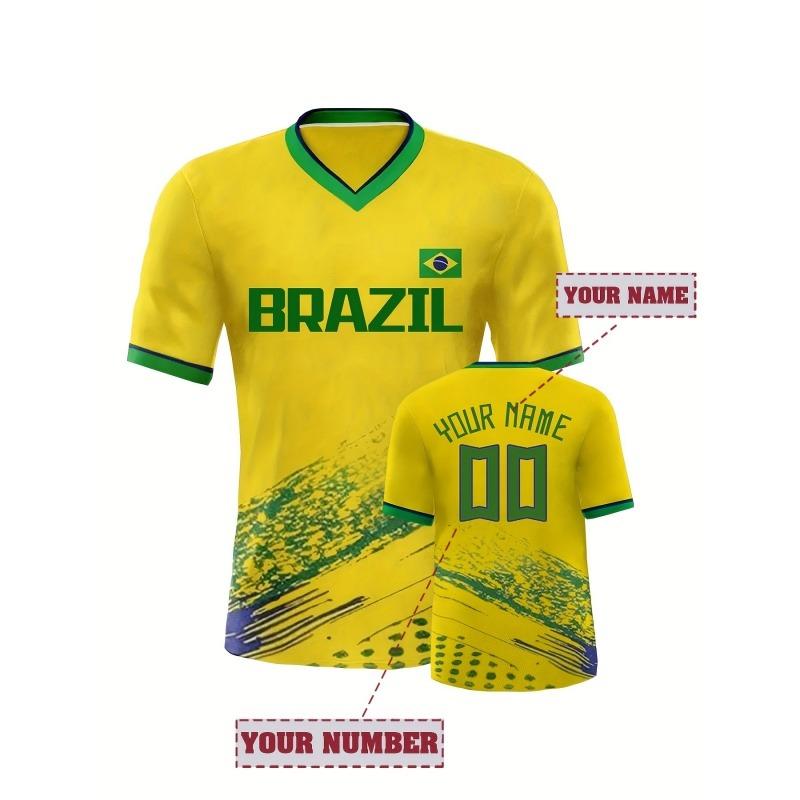 Brazilian Football Pattern T-Shirt For Men Brazil Sports Jerseys 3D Printed Tees Casual Short Sleeve O-Neck Tops Street T Shirts