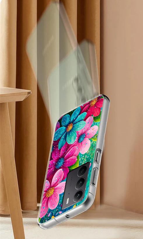 Etui Do Realme C75 / 14X 5G Obudowa Foto Case Plecki Kwiaty + Szkło 9H