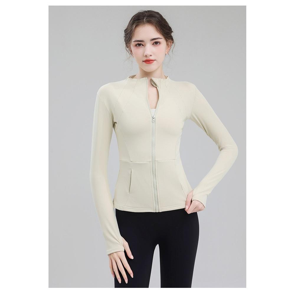 Fast Drying And High Elasticity Stand Up Collar Sports Jacket For Women, Slim Fit And Slimming Yoga Top, Tight Fitting Running And Fitness Suit Jacket
