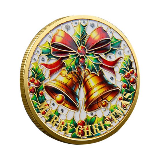 

Рождественские монеты Санты, двухсторонняя коллекционная монета из сплава, красочный узор, праздничная сувенирная монета на Рождество I