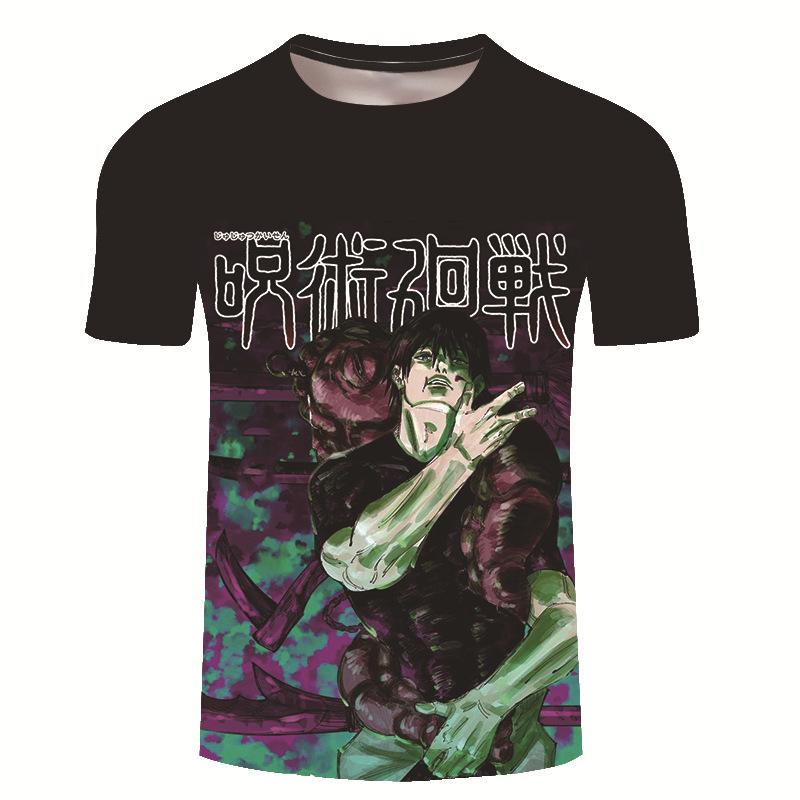 Summer Men's Casual Loose Size Graphic Jujutsu Kaisen Print Round Neck Short Sleeve T-shirt Top