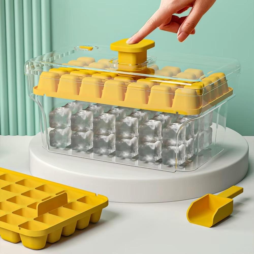 New 34/68 Compartments Ice Cube Mould Press Type With Lid Home Ice Box Ice Tool Ice Compartment Boxs Gifts