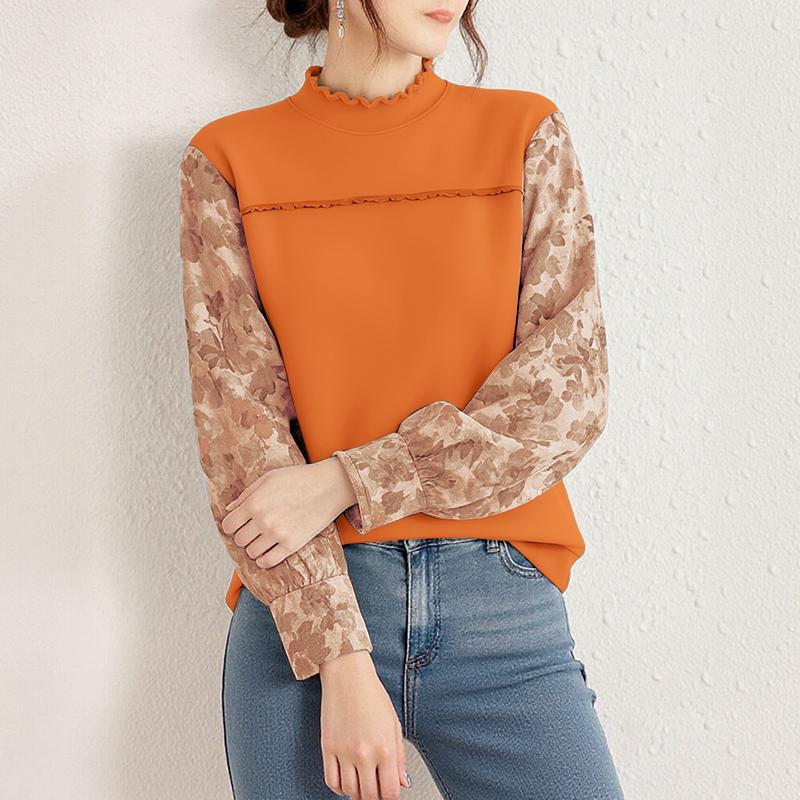 

ZANZEA Женская повседневная блузка с круглым вырезом, вставками, свободного кроя, с длинным рукавом M