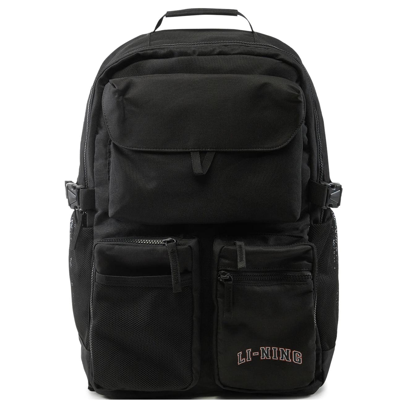 Li-Ning Fashion Casual Zipper Closure Backpack Unisex Backpack Black ABSU213-1 Black