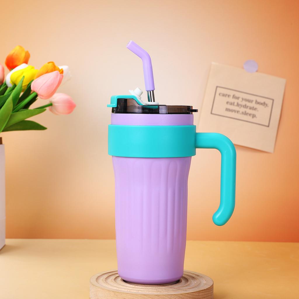 New Gradient Steel Thermos Cup Girls Handy Straw Cup Dopamine Strap Handle Car Cup Durable Durable Useful Useful