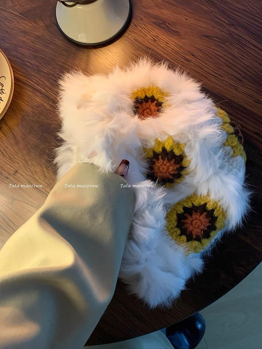 

Outdoor rabbit fur wool hat women s autumn and winter cute plush warm national lion hat pure handmade face small tiger head hat M（56-58cm）