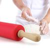 Wooden Handle Silicone Rollers Rolling Pin Kid Kitchen Cooking Baking Tool 