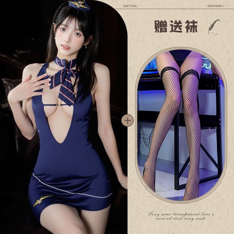 Sex underwear private flight attendant service hip skirt perspective naked buttocks free of sexy pure desire