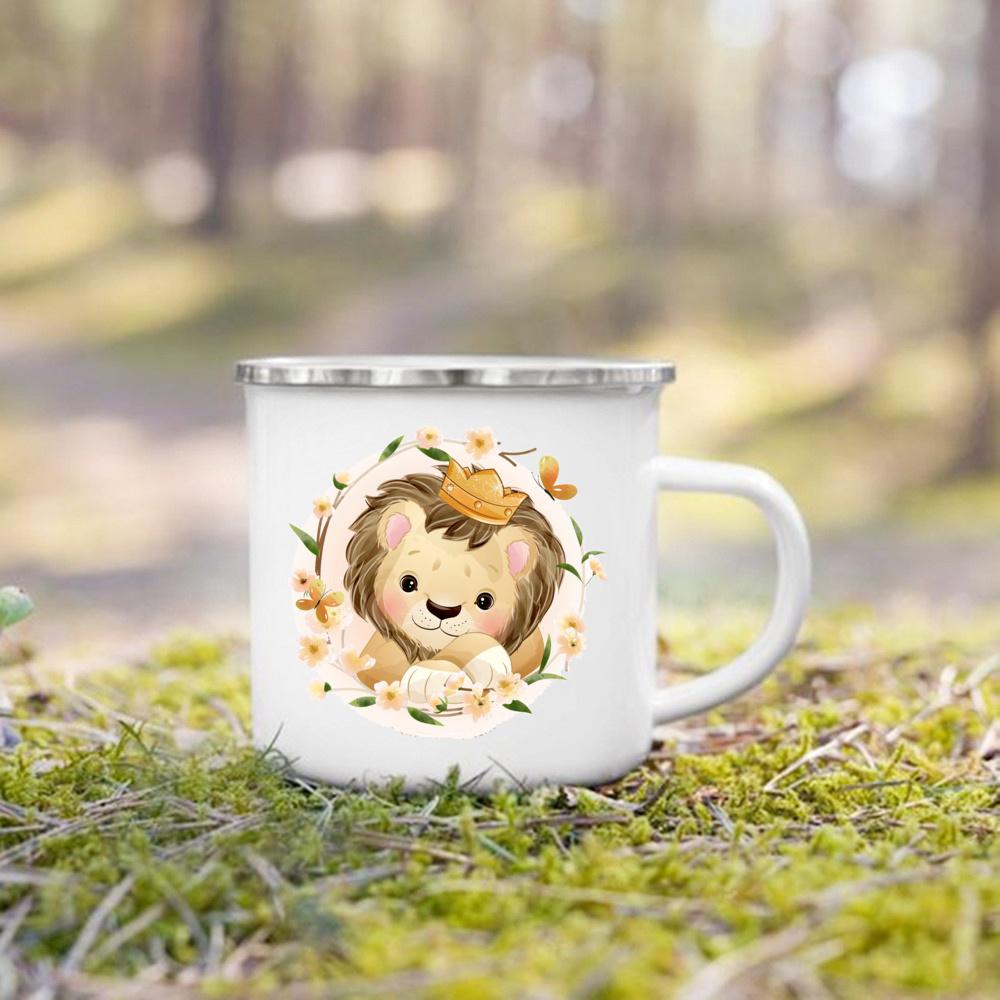 Coffee Mug Cute Cute Forest Animal Tiger Lion Deer Print Mug Stainless Cup of Coffee Mugs Personalized Gift Unusual Tea Cup Cups