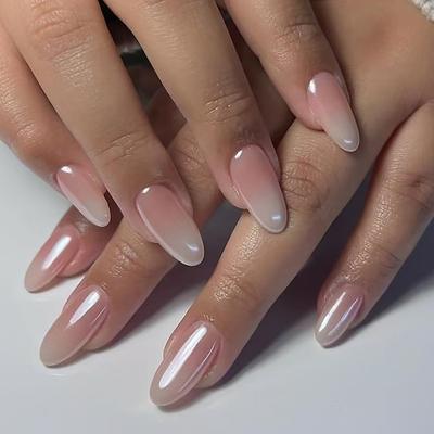 Fake Nails Solid Color Wearing Nail Gradual Change Smudge Detachable Nail Patch Simple Nail Patch 24 Pieces