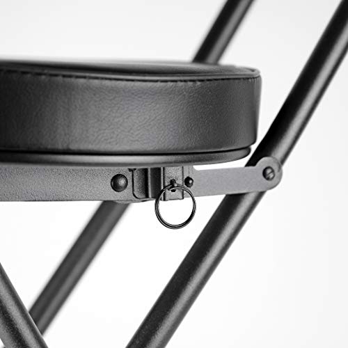 Pearl Metal Folding Pipe Chair, Limited Edition, Matte Black, 73cm High, Backrest, Compact Chair, BLKP Black, N-7572