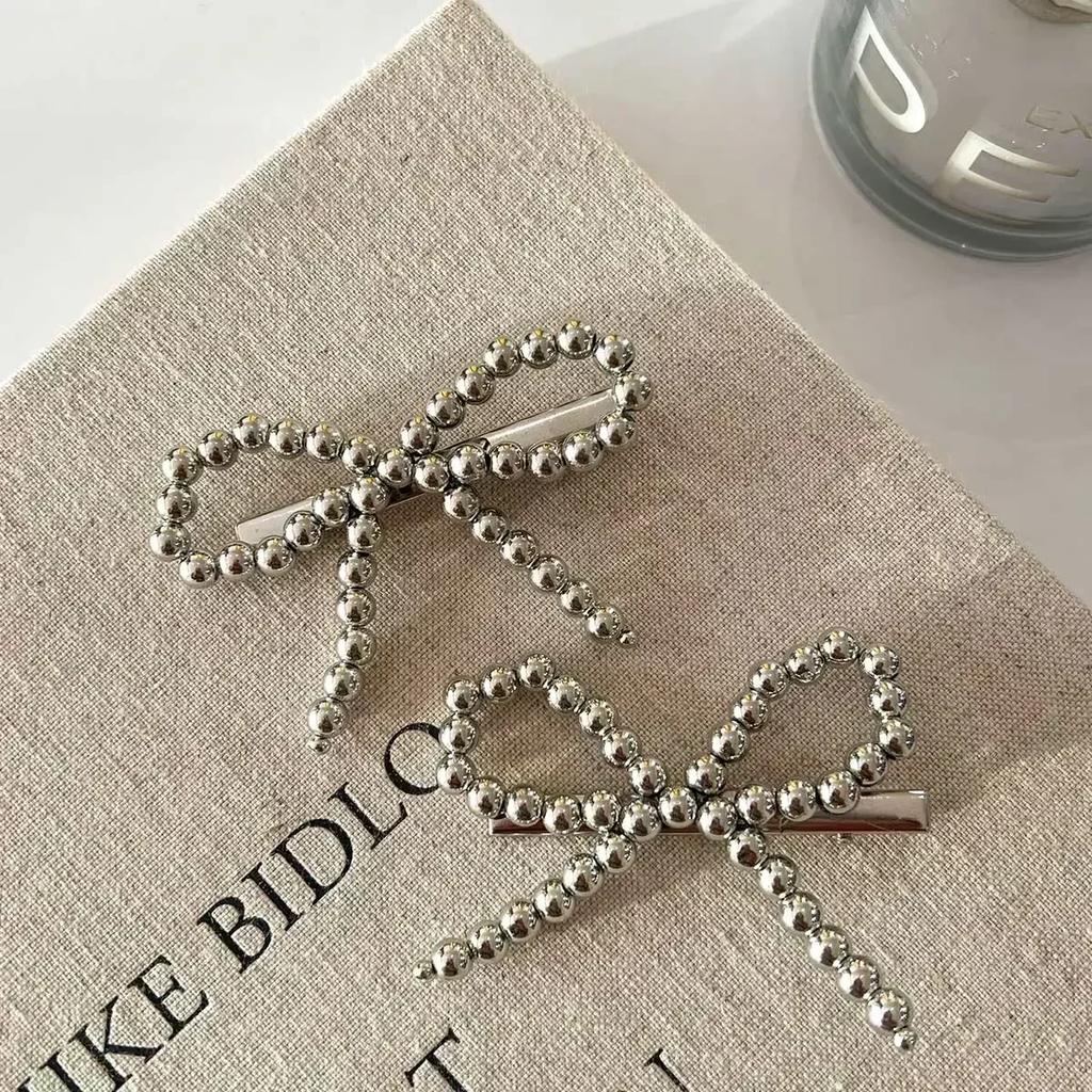 New Korean Fashion Women Pearl Hair Clips Pins Cute Girls Pearl Hairclip Bows Hairpin Metal Hair Clips Y2k Girl Hair Accessories