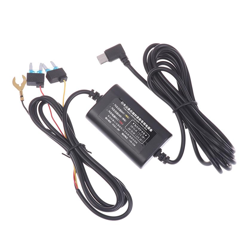 

1Pc 12-24V To 5V 2.5A Parking Monitoring Car DVR Dashcam Camera Hardwire Kit With Low Voltage Protection Type-C USB Port