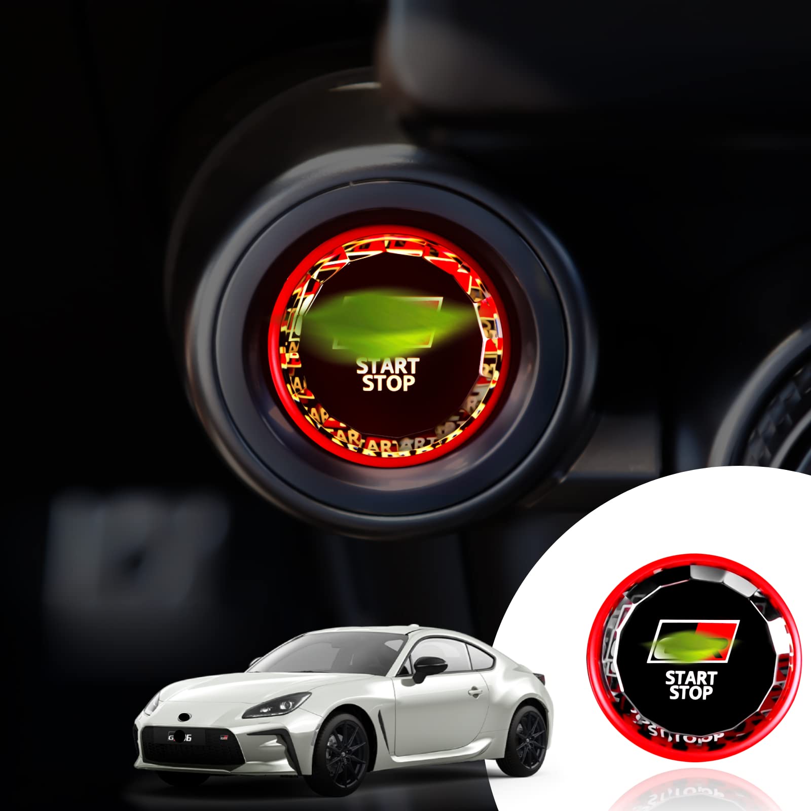 

KUNGKIC New Toyota GR86 ZN8 Compatible Surface Engine Start Button 2021 2022 2023 2024 2025 Compatible Power Button Cover Custom Interior Parts