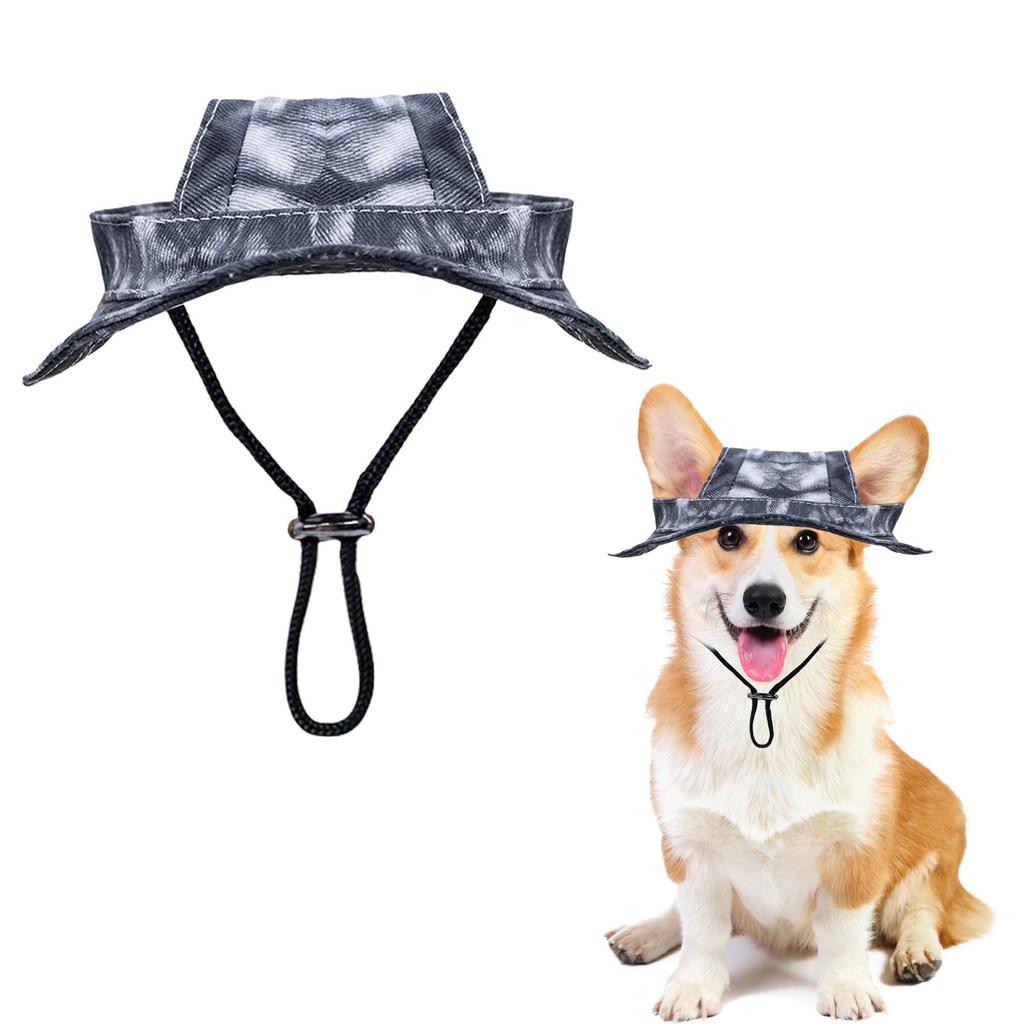 Adjustable Pet Hat with Wide Brim and Ear Hole Design Lightweight Sun Protection Cap for Dogs and Cats Outdoor Use