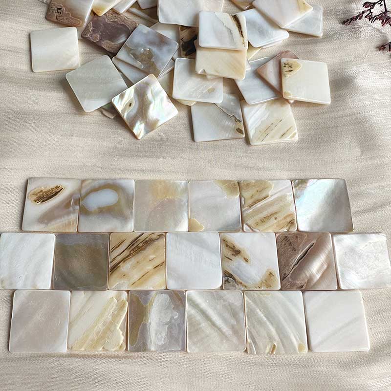 100g Square Mother of Pearl Mosaic Tiles Natural Shell Square Mosaic Pieces for Home Decoration Crafts materials hobbies 97
