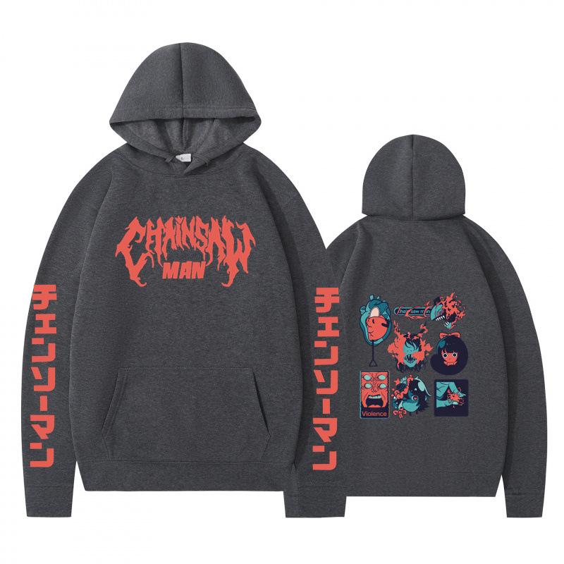 Autumn Winter Fashion Casual Hoodie Cartoon Anime Small Item Icon Double sided Printed Men's womens Loose Sports Hoodie