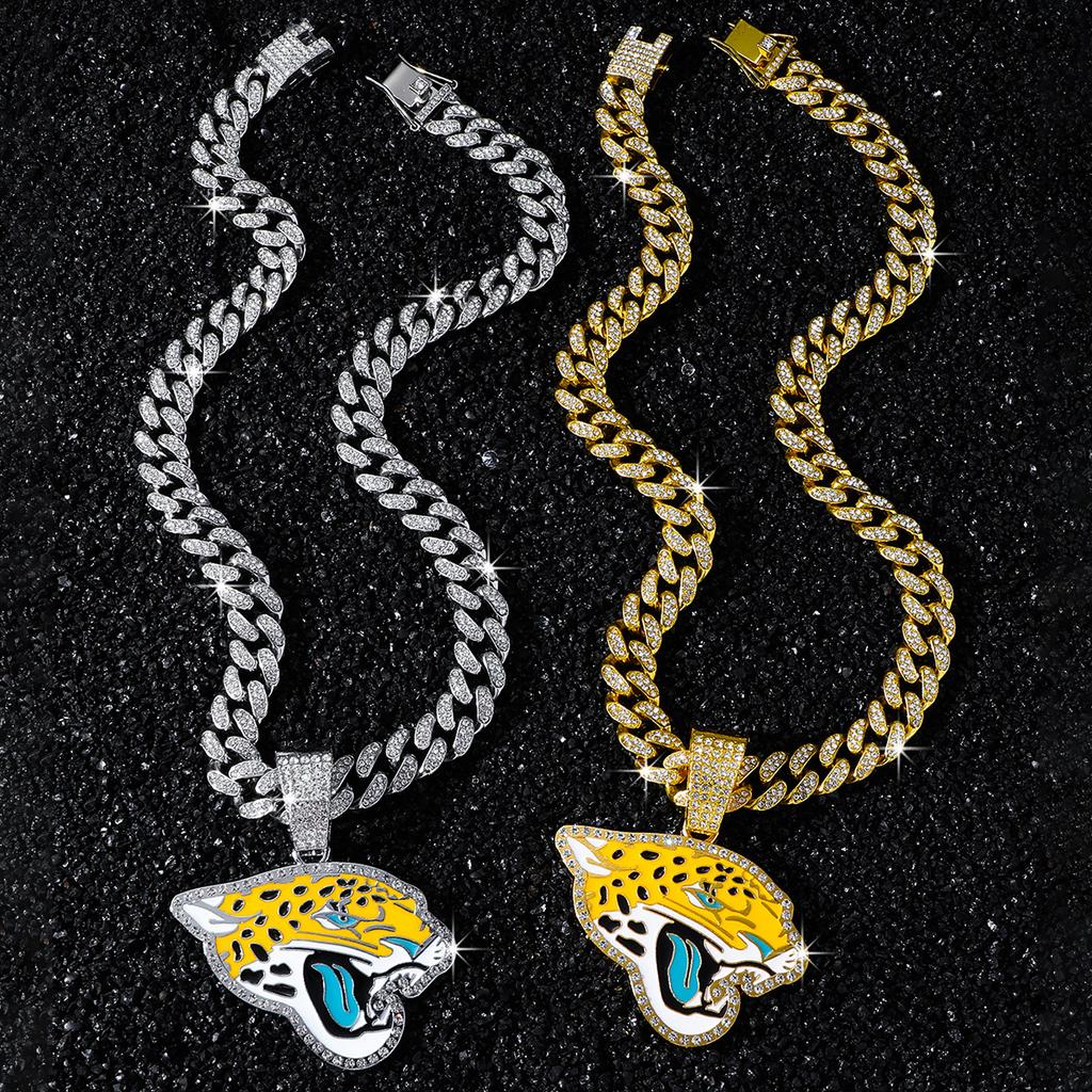 Jewelry for Resellers New Men's Natural Stone Chain Sporty Style Personalized Flat Leopard Head Pendant Necklace Gift