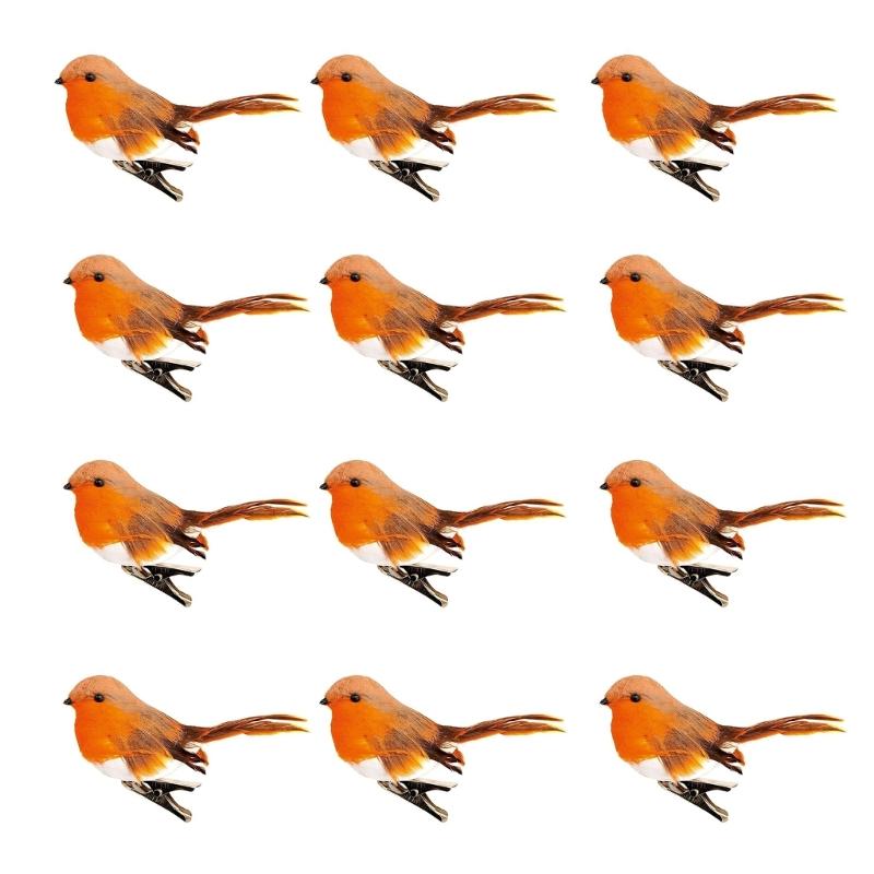 Clip-on Artificial Bird Ornaments for Crafts Christmas Tree and Seasonal Display X3UC