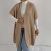 Dame Ensfarget Strikket Genser Vest Casual Løstsittende Cardigan