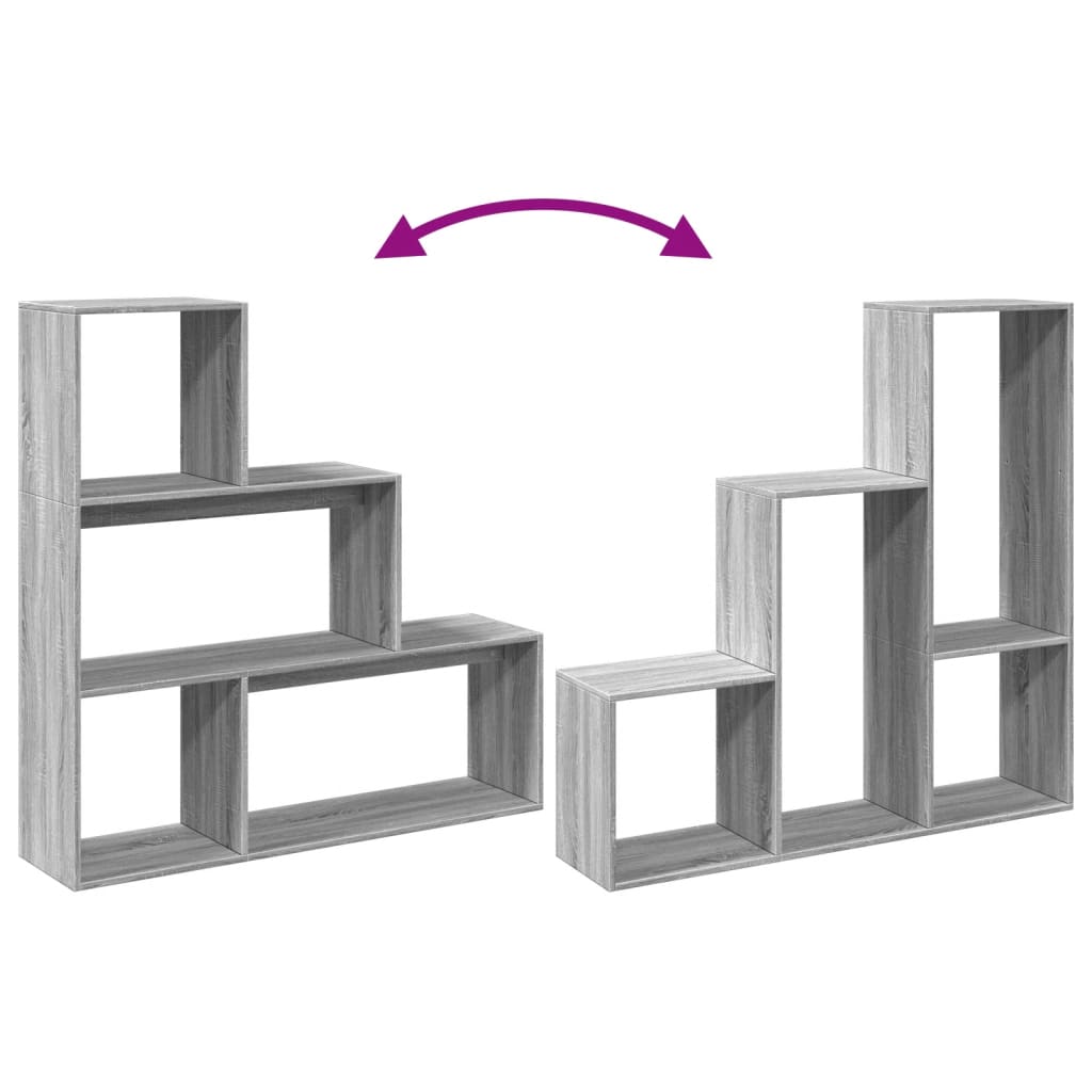 Room Divider Bookshelf 3 Tier Gray Sonoma 123 x 29 x 123 cm