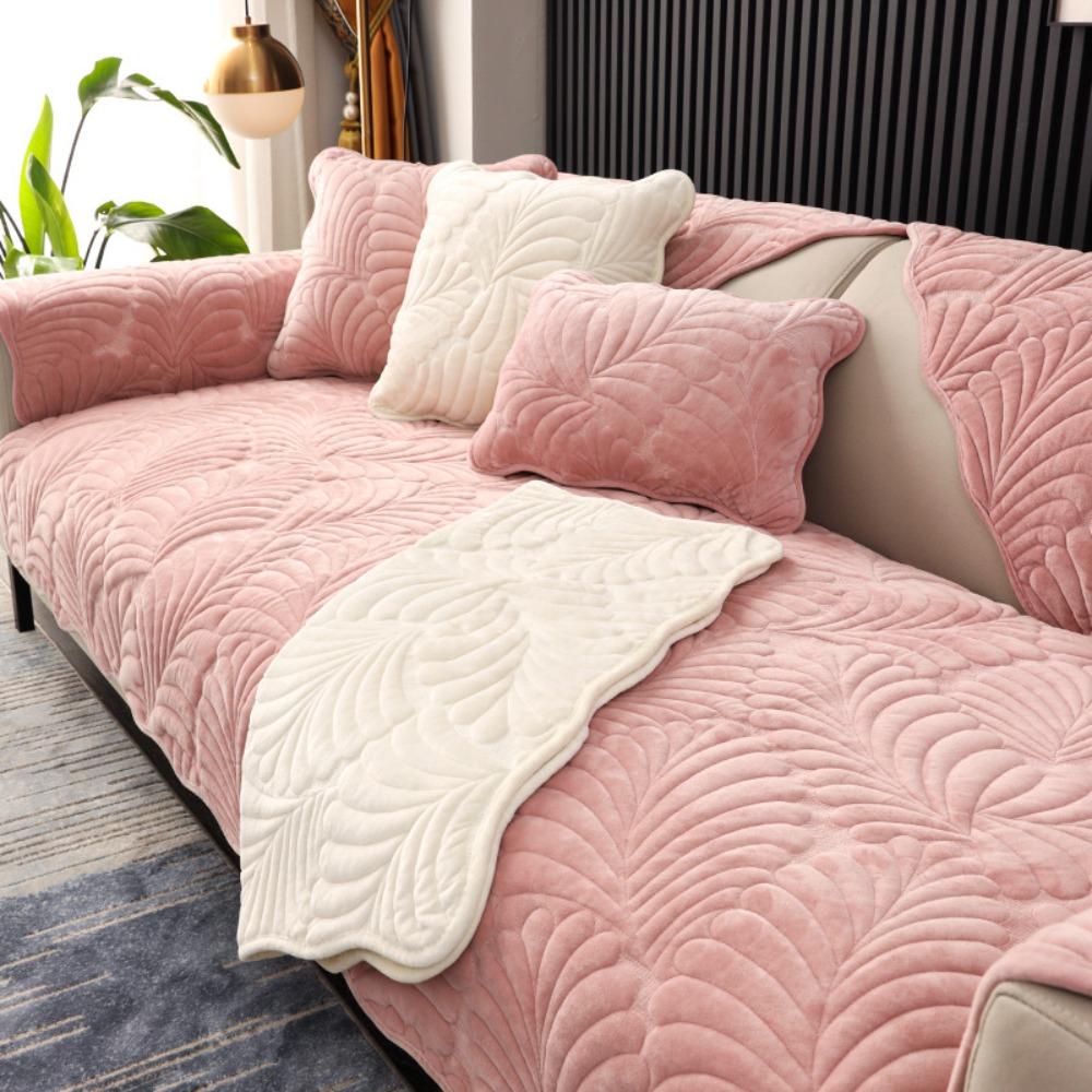 Winter Sofa Cushion Cover Non Slip Thick Dutch Velvet Short Plush Simple Style Seat Pad Blanket Protector