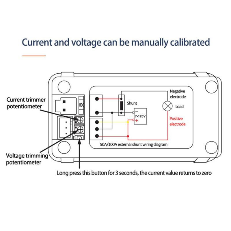 Digital LCD Voltmeter Ammeter 10/50/100A Current Power Energy Meter 0-200V 10/50/100A  DC Multifuntional Tester