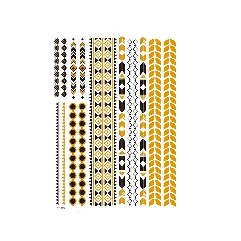 Yh Retro Large Bronzing Tattoo Sticker Waterproof Tattoo Sticker Amazon Set Hot Silver Color Printing Sticker