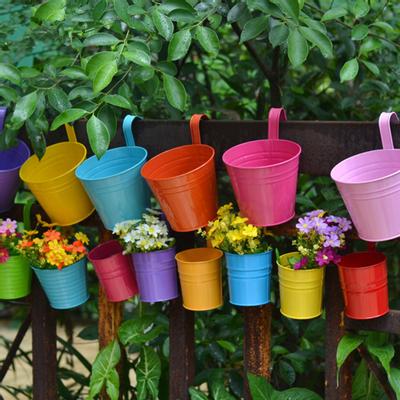 Hanging Bucket Wear-resistant Solid Color Iron Hook Pots Balcony Accessories Garden