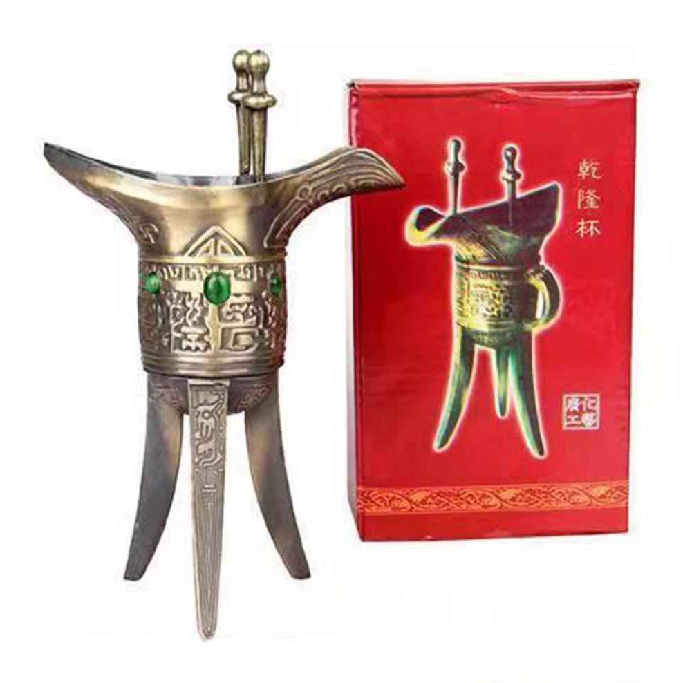 Starożytny cesarski kielich, Kielich do wina z imitacji brązu, Antyczny puchar, Metalowy mały kieliszek do wina, Dekoracje domowe starożytne naczynia do wina