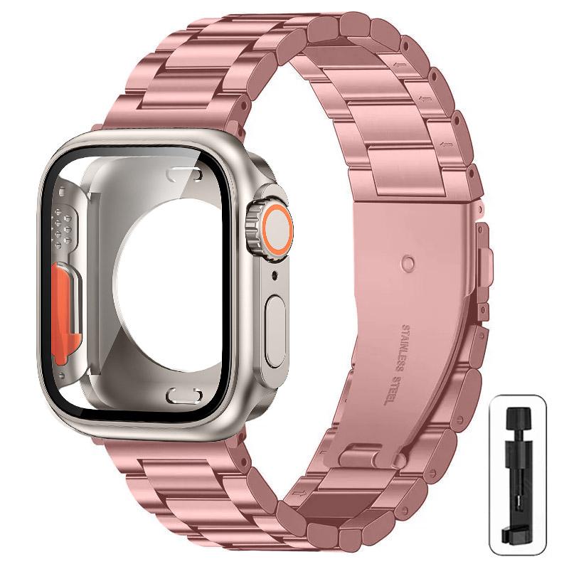 Change to Ultra Case+Band For Apple Watch 40mm 44mm 41mm 45mm Metal Stainless Steel strap for iWatch series Series 98 7 6 SE 5 4