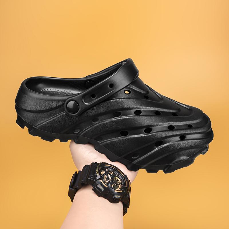 Fashion Cross-Border Solid Color Plus Size Hole Men's Sandals EVA Outsole 4.0 Beach Shoes Thick Bottom Increased Height Breathable Cool