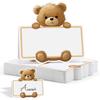 20/50Pcs Brown Bear Name Place Card Paper Seating Number Invitation Card Wedding Kid Birthday Party Baby Shower Table Decoration