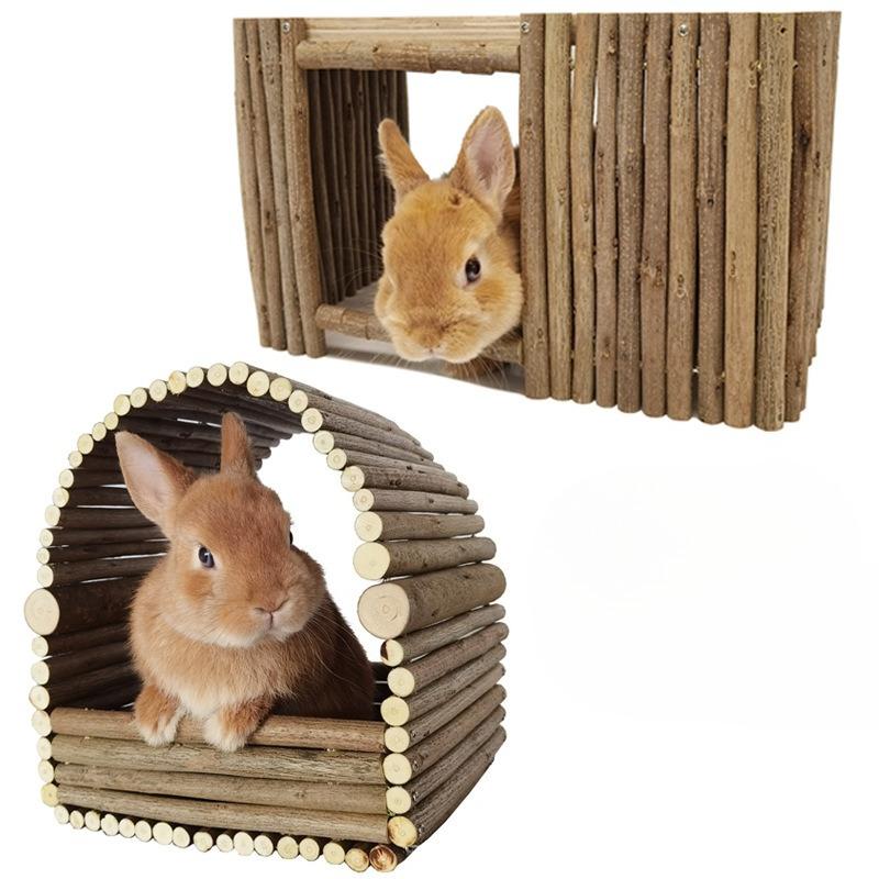 Rabbit Nest, Chinchilla, Guinea Pig Enclosure, Shelter, Natural Teething, Woven Nest with Branches, Platform for Hanging