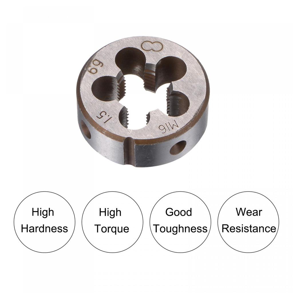 Uxcell Die Stock Handle Wrench Threaded Round Die and 38mm with Adjustable Hand Tool Set, M16x1.5 (Compatible M12-M16 Dies) Holder, Wrench,