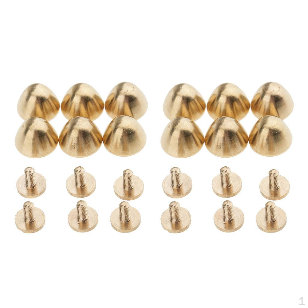 12Pieces Brass Cone Studs Rivets Press Pins DIY Leather Crafts 12x9 Mm