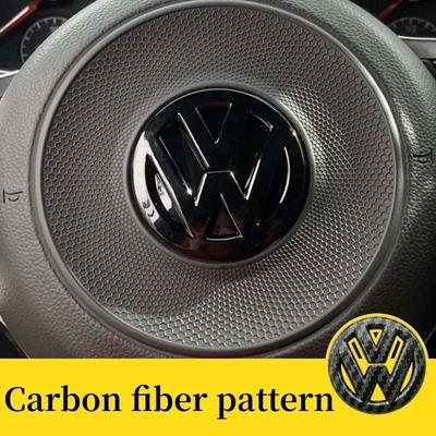 Nueva cubierta de emblema de volante Volkswagen negro brillante para Golf 7 Rline logo negro para volante