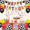 Racing Theme Children'S Birthday Party Decoration Set Birthday Flag Tablecloth Sticker Latex Balloon Spiral Pendant