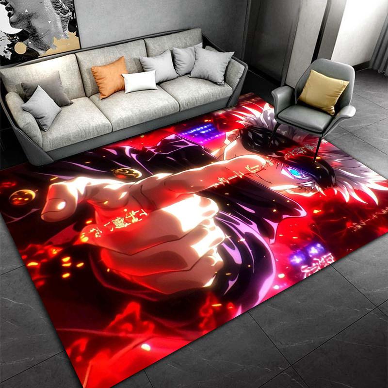 Atemberteppich mit Anime-Charakter, leuchtende Farben. Geeignet als rutschfeste Spielmatte für Sofas im Wohn- und Schlafzimmer.
