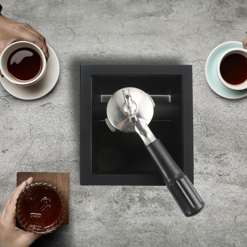 Kaffegrumsboks Bordmonteret Indlejret Bundløs Grumsboks Bar Firkantet Rustfrit Stål Kaffeknock-out Grumsspand