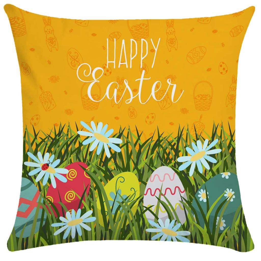 Home Decoration Easter Pillowcase Cute Rabbit Egg Print Pillowcase Living Room Sofa Cushion Cover Bedroom Room Decoration