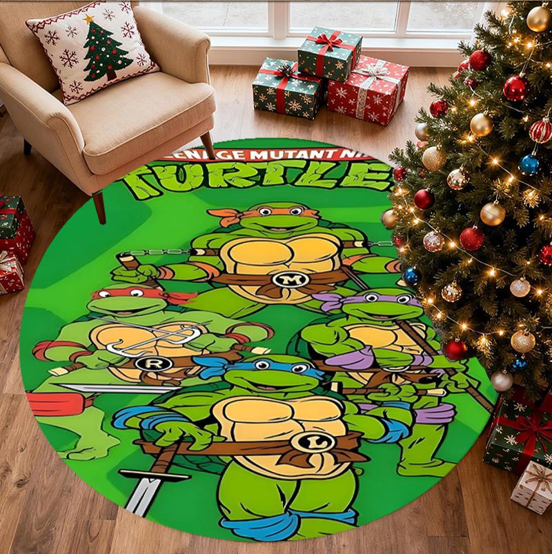 Teenage Mutant Ninja Turtles Pattern Round Rug, Indoor/Outdoor Mat, for Picnic, Gameroom, Bedroom, Office, Living Room, Home Decor Carpet, Birthday Gi
