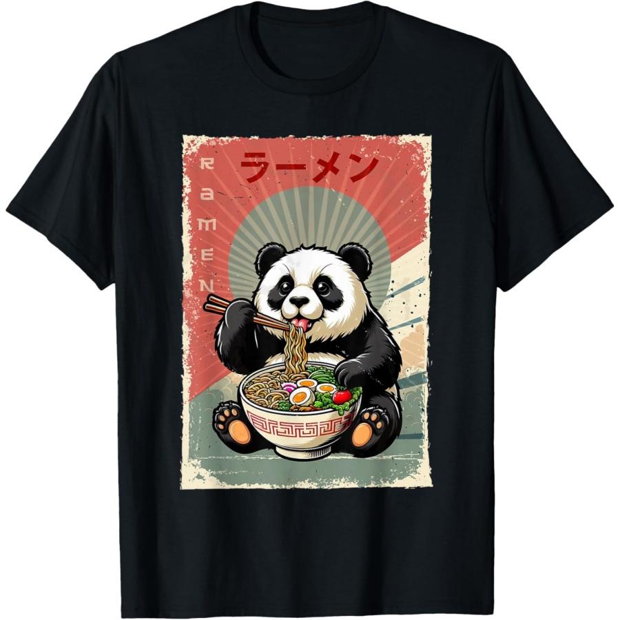 Panda Eating Ramen Japanese Noodles Soup T-Shirt S