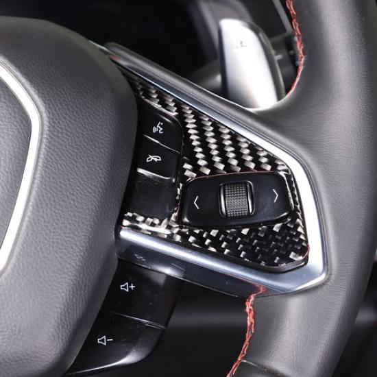Real Carbon Fiber Steering Wheel Button Sticker Trim For Corvette C8 Z06 Z51