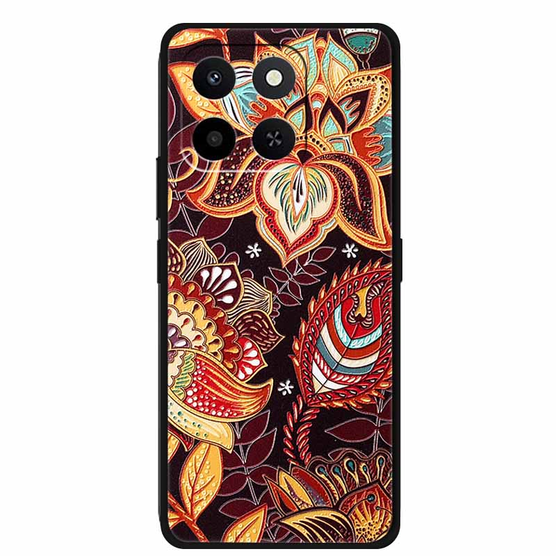 3D Case For Honor X7d 5G Case X 7 d Coque 6.77" Emboss Flowers Black Silicone Soft Back Cover For Honor X7d 4G Cases Shell Funda