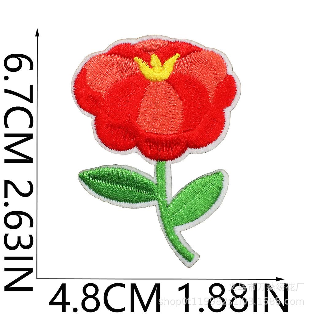 Small Daisy Embroidery Cloth Sticker Cartoon Peony Flower Bag Decoration Computer Embroidery Beautiful Small Red Flower Patch Ironing