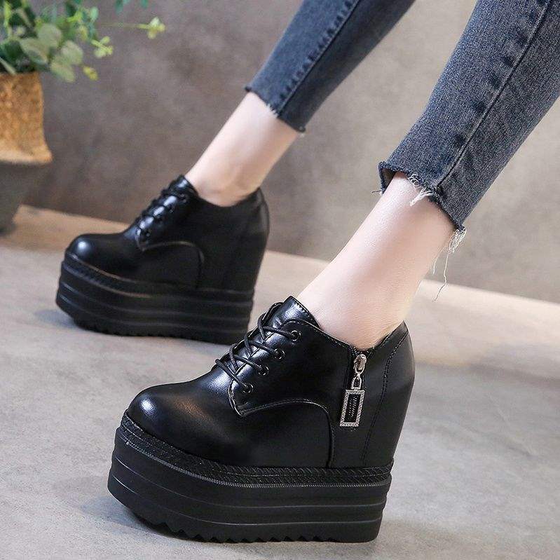 Heel Small Leather Shoes Women's Velvet 2025 New Autumn and Winter Outer Wear Shoes Fluffy Cotton Shoes British Platform Loafers