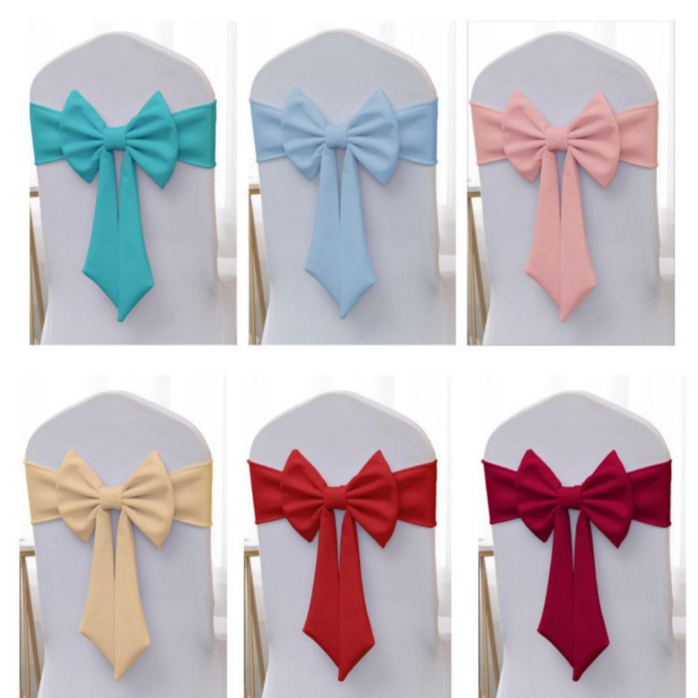 Christmas Chair Cover Bow New Sashes Elastic Bow Tie Chair Back Stretch Band Ribbons for Wedding Party Banquet Event Decoration